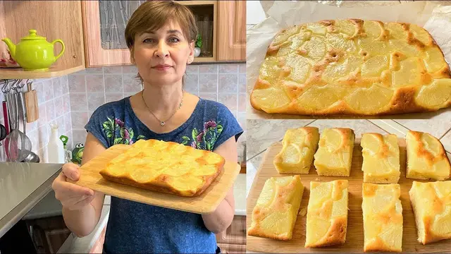 Великолепный пирог с ананасами, нежный и сливочный