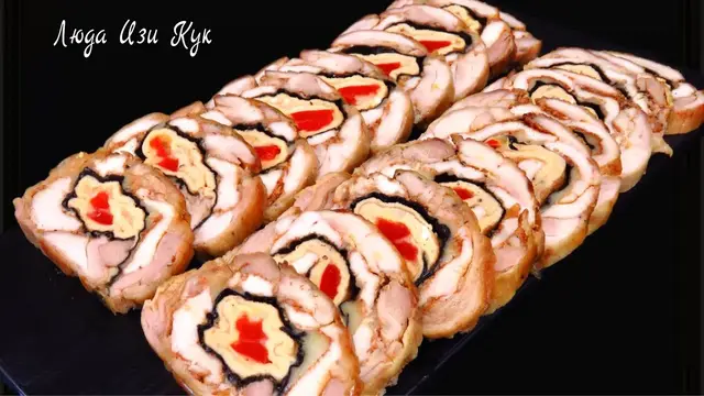 Сочный куриный рулет с нори и моцареллой