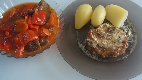 Мясной шнитцель в сливочном соусе