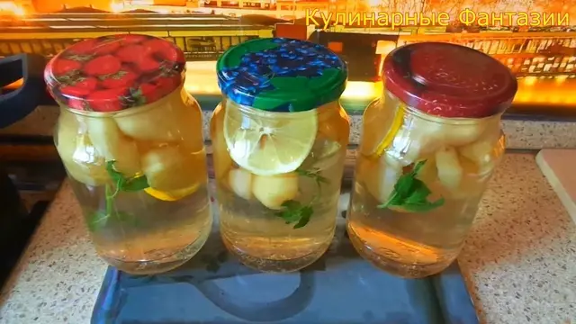 Компот Мохито из груш с лимоном на зиму