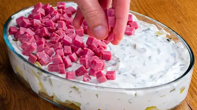 Вкусный салат оливье на йогурте