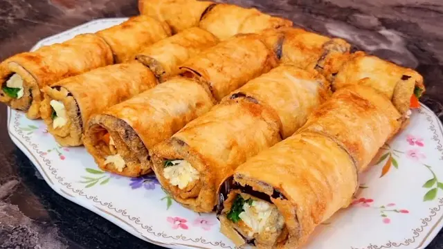 Праздничные рулетики из баклажанов