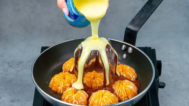 Мандариновый пирог с какао и сгущёнкой