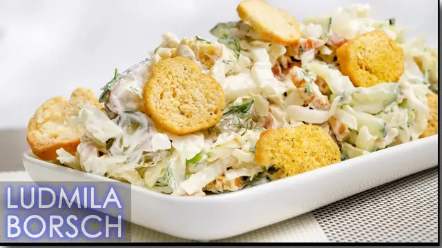 Салат Огуречный с пекинской капустой и копчёным мясом