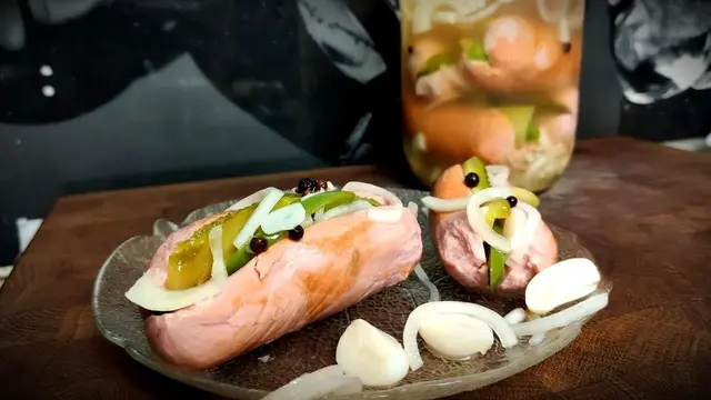 Маринованные сардельки к пиву