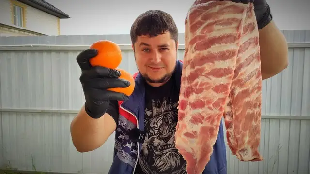 Свиные ребрышки на углях в апельсиновой глазури