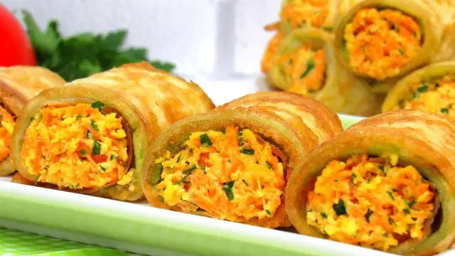Кабачковые рулетики с начинкой