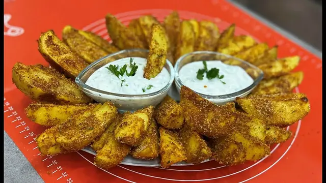 Хрустящая жареная картошка с соусом