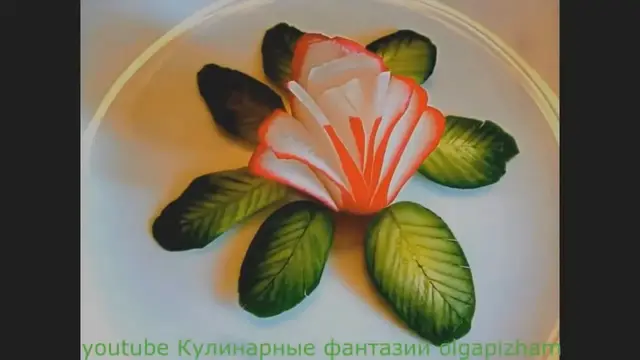 Цветочки и Редиса и Листочки из Огурца