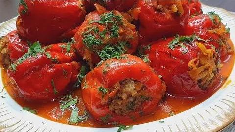 Фаршированные сладкие перцы с рисом и мясом