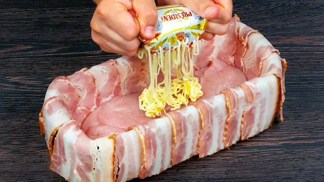 Картофельная запеканка с мясом и беконом