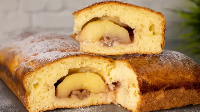 Творожный пирог с яблоками 