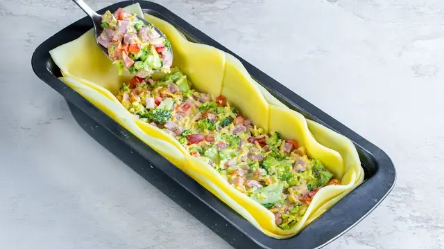 Картофельная запеканка с сыром и ветчиной