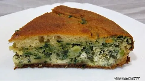Заливной луковый пирог на кефире