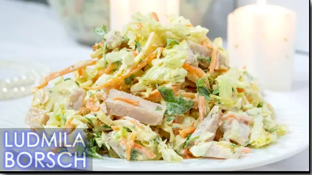 Вкуснейший салат с ветчиной и пекинской капустой