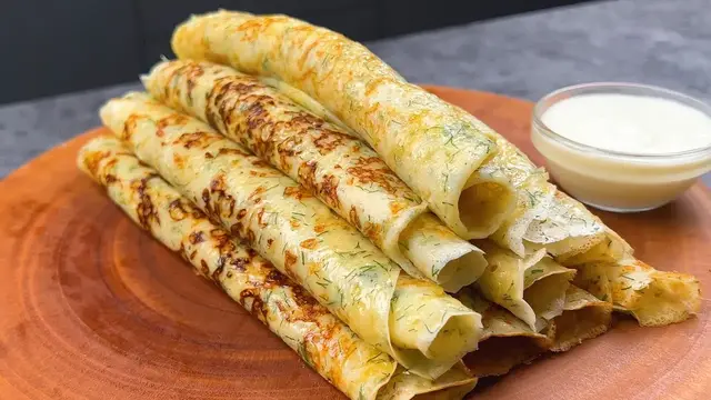 Блинчики с сыром и зеленью