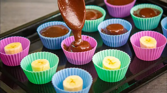 Нежные шоколадные кексы с бананом