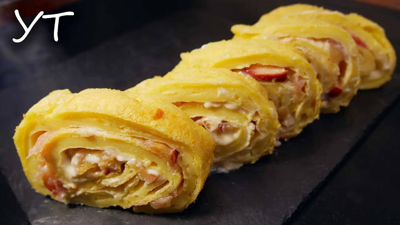 Легкий нежный рулет с яблоками