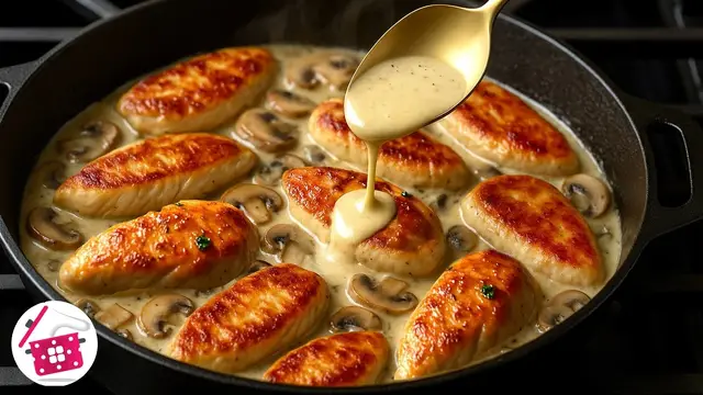 Сочная курица в сливочно-грибном соусе