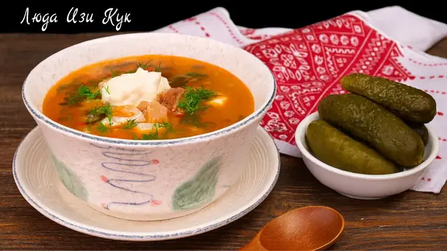 Классический рассольник с перловкой