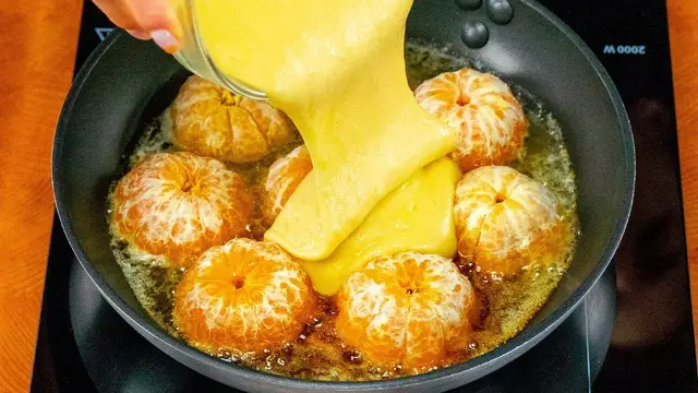 Очень вкусный мандариновый десерт на сковороде