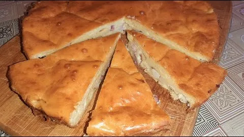 Заливной пирог с капустой и копчёностями 