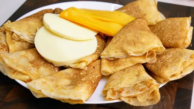 Вкусные сырные блинчики 
