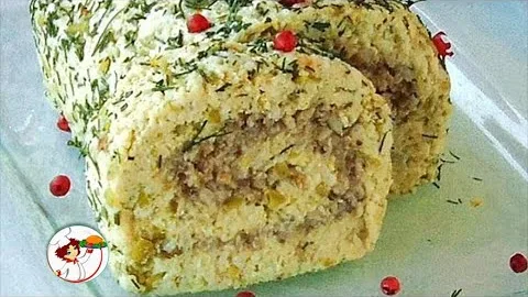 Рождественский мясной рулет без выпечки