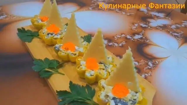 Очень вкусная закуска елочки на праздничный стол