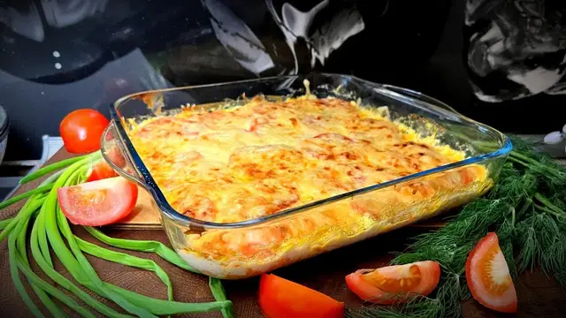 Филе трески с овощами в сметанном соусе в духовке