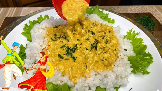 Курочка карри из духовки с гарниром
