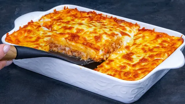 Вкусная лазанья из спагетти