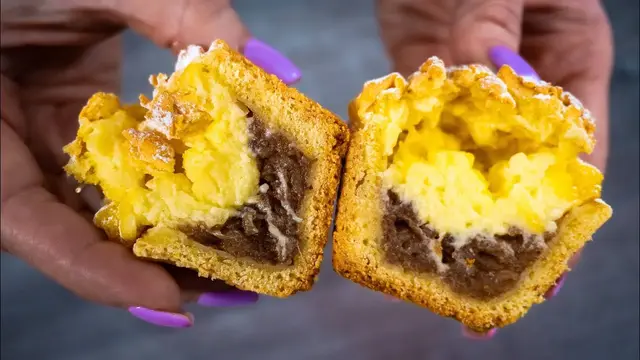 Кексы с кремом и яблочной начинкой