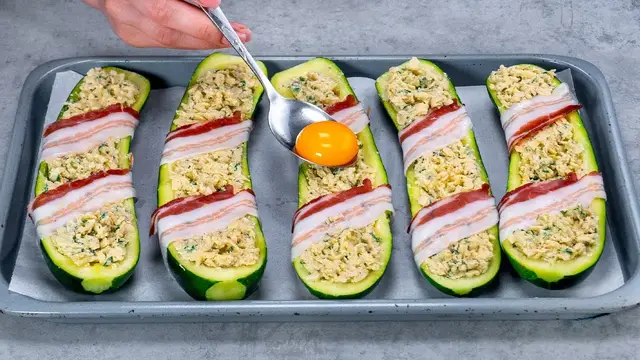 Лодочки из цуккини с беконом