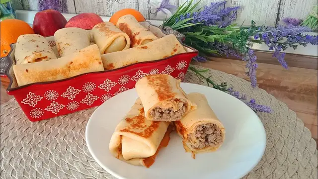 Вкусные блинчики с мясом