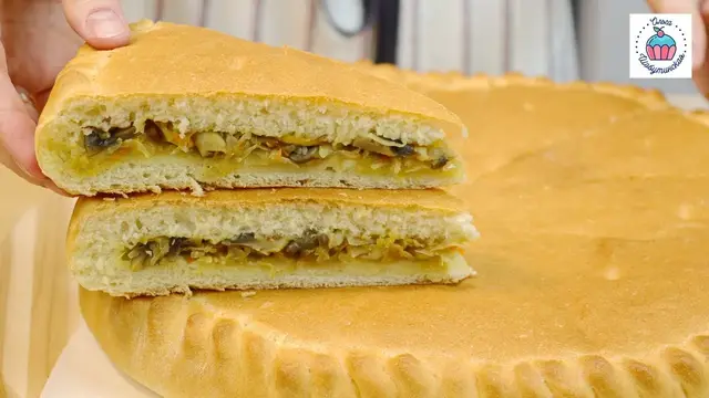 Постный пирог с капустой и грибами 