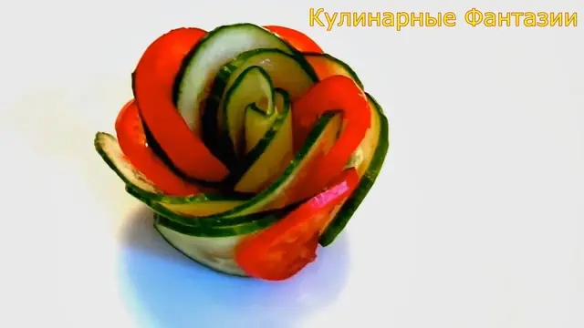 Великолепная Роза из Помидора и Огурца за Одну минуту