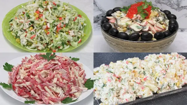 4 салата из крабовых палочек на любой вкус