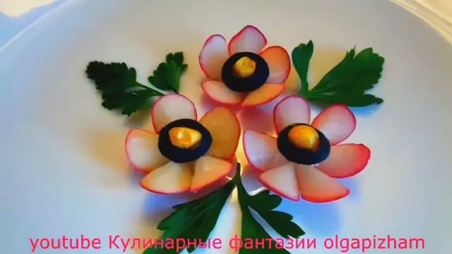 Цветы из Редиса! Украшения из Огурца!