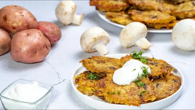 Картофельные драники с грибами