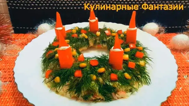 Салат с крабовыми палочками на новогодний стол 