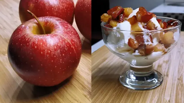 Десерт из жаренных яблок