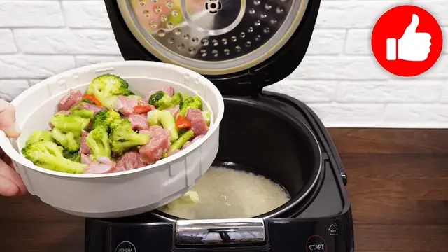 Мясо (индейки) с овощами на пару и одновременно рис в мультиварке