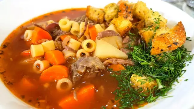 Суп с говядиной и овощами