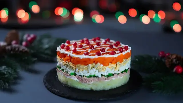 Новогодний салат с тунцом и картошкой
