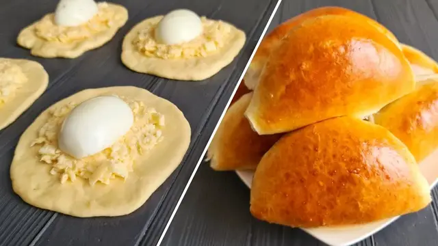 Пирожки с яйцом и сыром в духовке 