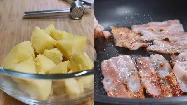 Салат с картошкой и беконом на праздничный стол 