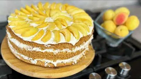Торт с абрикосами и заварным кремом