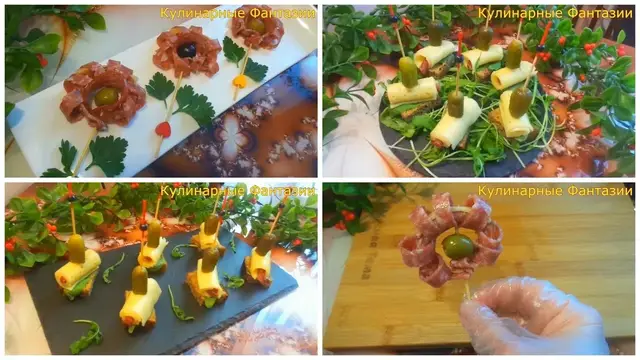 2 чудесных закуски из колбаски и сыра