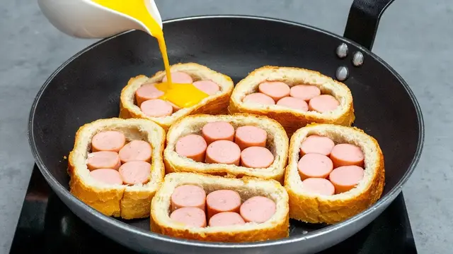 Очень вкусный завтрак с сосисками